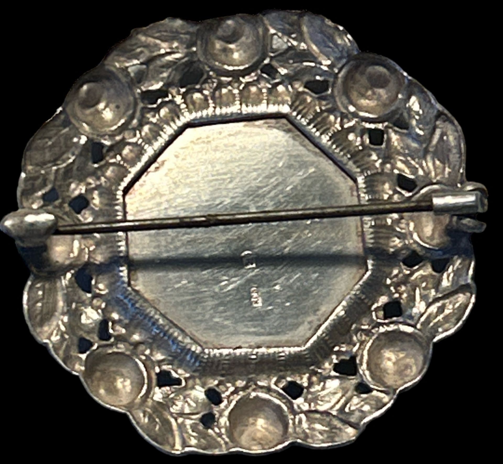 Silberbrosche-800- mit Türkis, D-4,5 cm, 16,4 gr. - Bild 2 aus 2