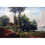 August Wilhelm KAHLE (1869-?), Landschaft mit Gehöftm Öl/Leinwand, gerahmt, RG 32 x 39,5cm.