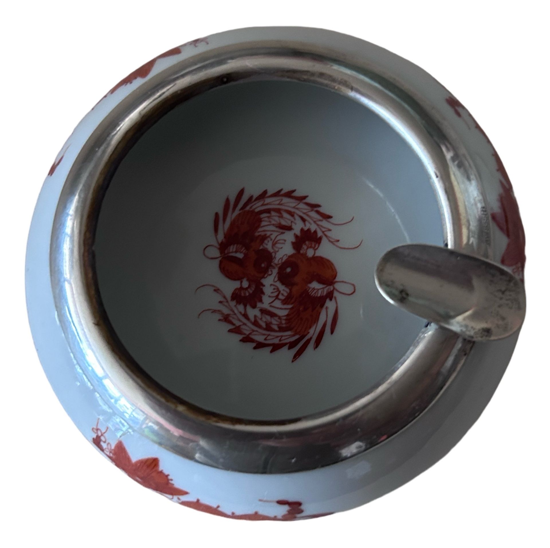 kl. ASCHENBECHER "Meissen"  roter Drache, mit Silberrand - Bild 3 aus 5