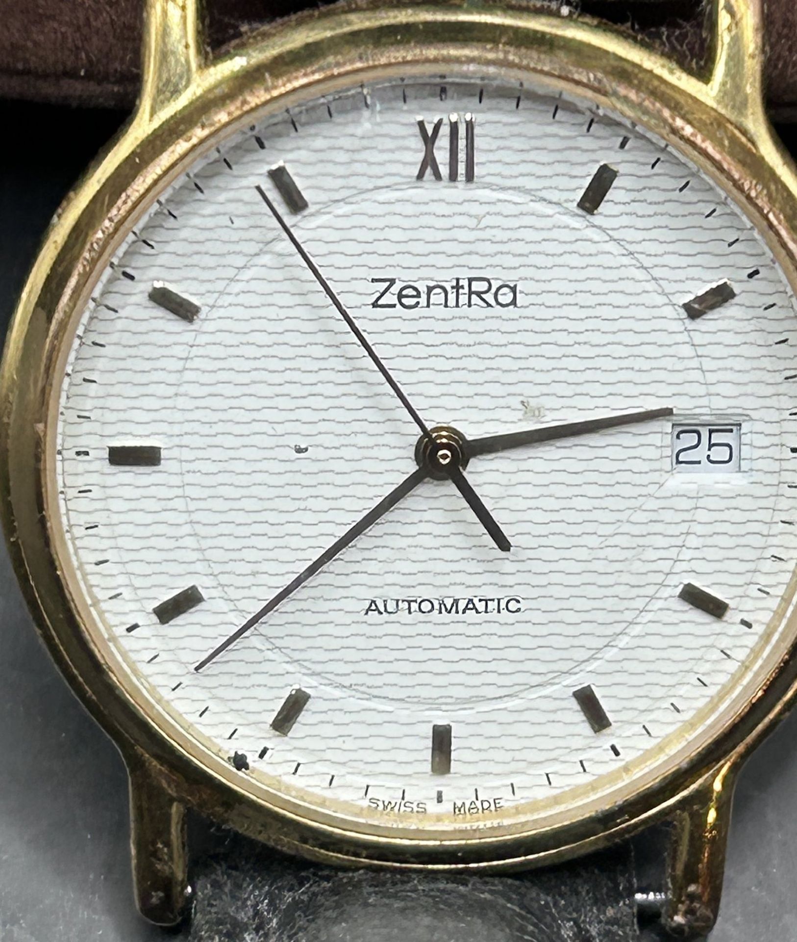 HAU "Zentra" Automatic" Werk läuft, gut erhalten, altes Lederband - Image 2 of 4