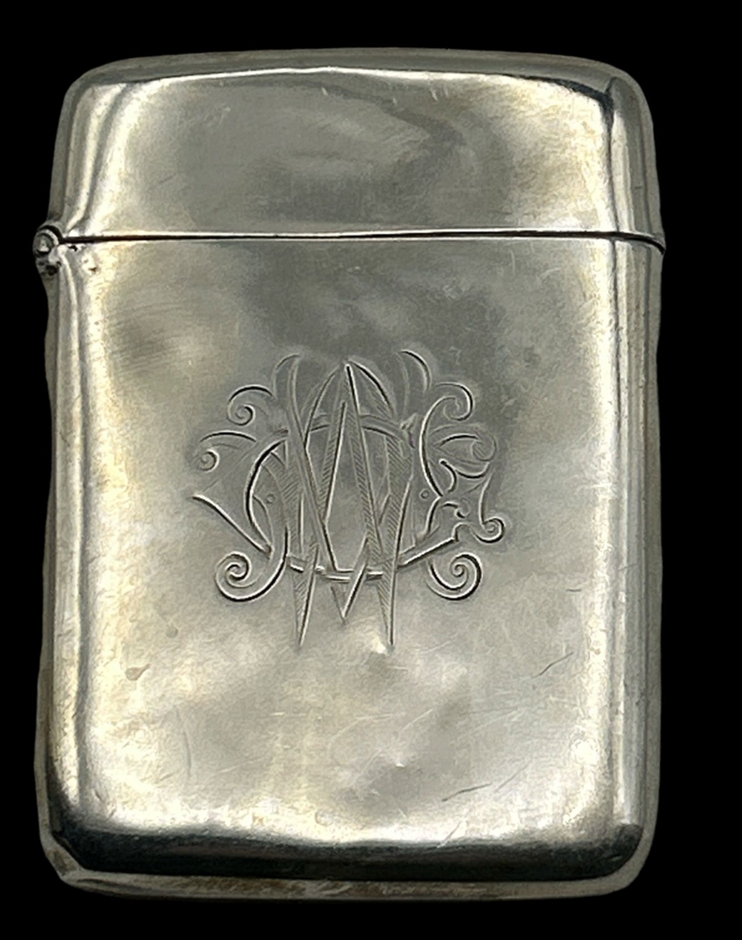 gr. Silber-Streichholzhalter mit Monogramm, England-925-, 53 gr., 8x5,5 cm, Streichhölzer anbei