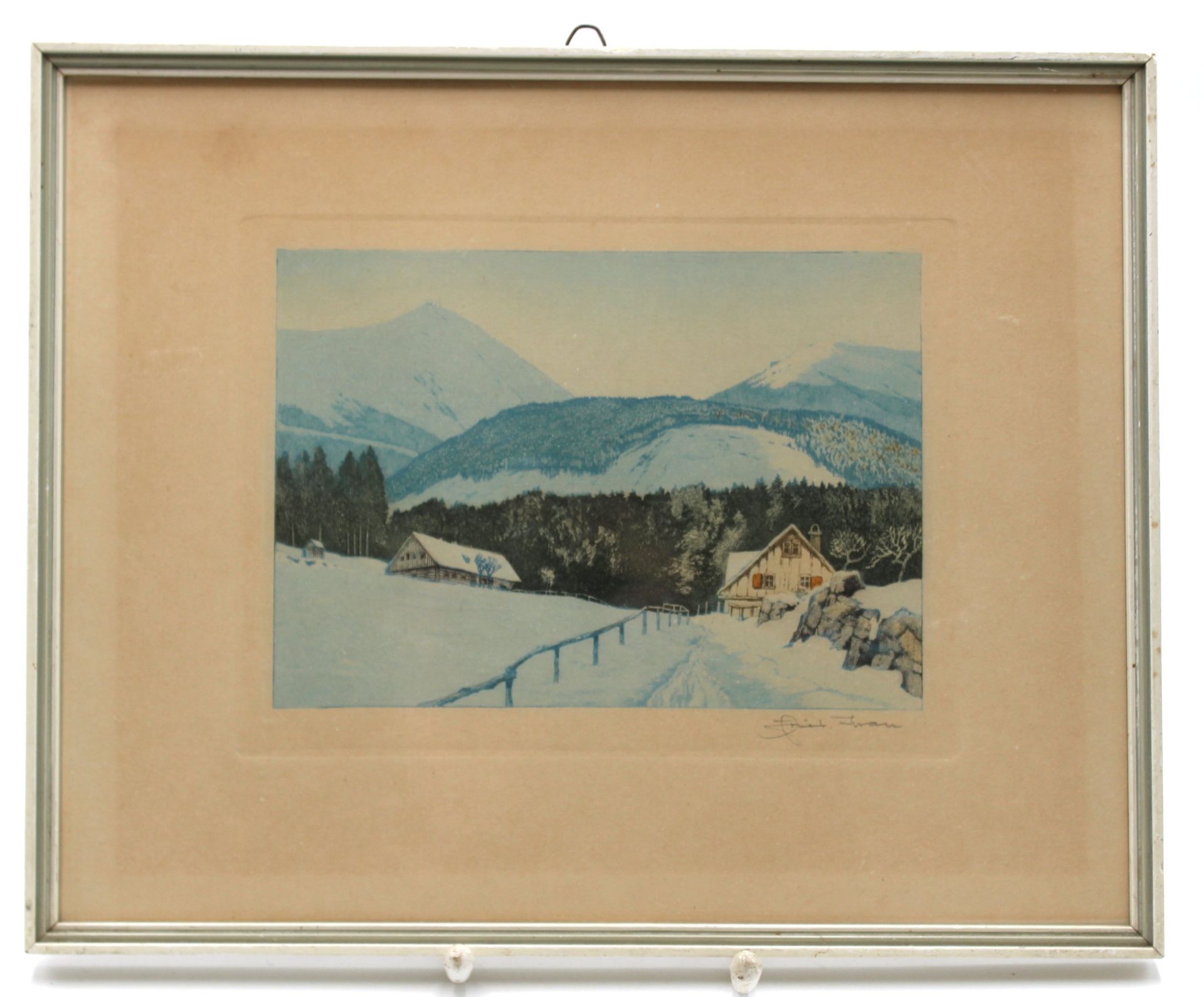 Friedrich IWAN (1889-1967), Winterlandschaft, Aquatinta-Radierung, ger. /Glas, RG 25 x 31cm. - Bild 2 aus 3