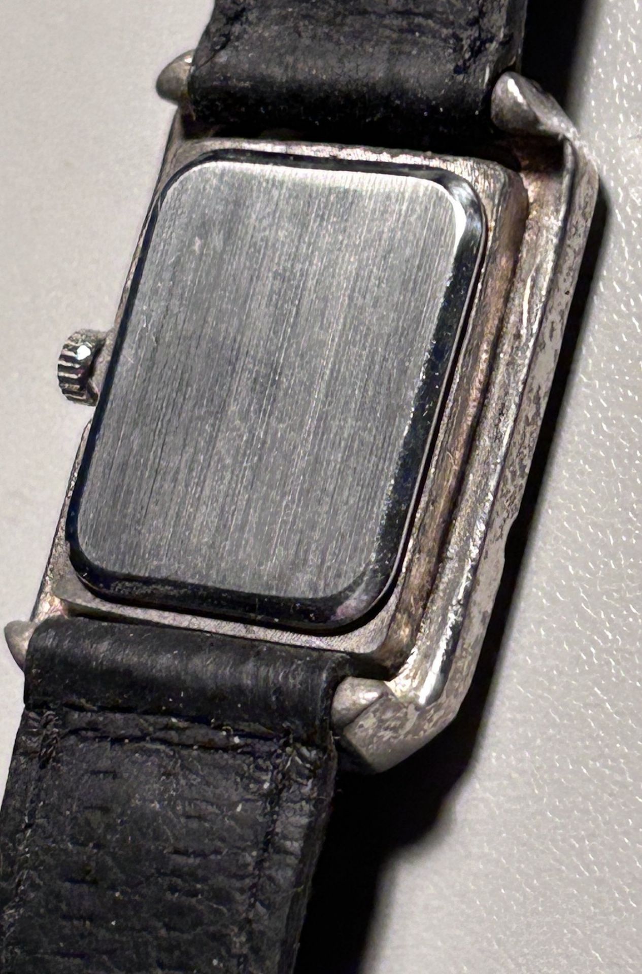 Quartz Damenarmbanduhr in Art Deko Silbergehäuse mit Markasiten, Uhr wohl sekundär, Lderband - Image 4 of 5