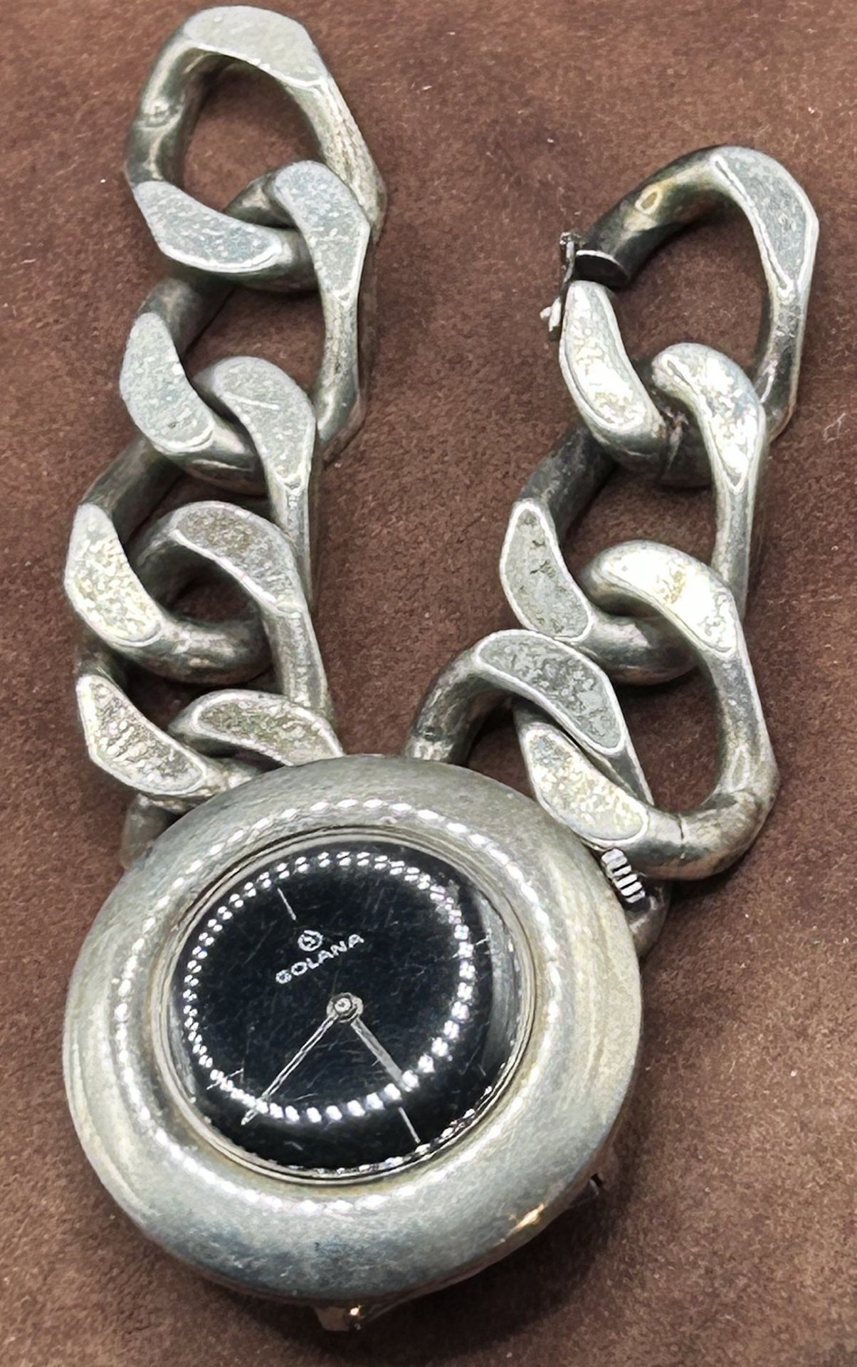 mechan Damenuhr "Golana" Silbergehäuse-925-, massives Silberarmband-925-, 97,5 gr. , Werk läuft - Bild 4 aus 4