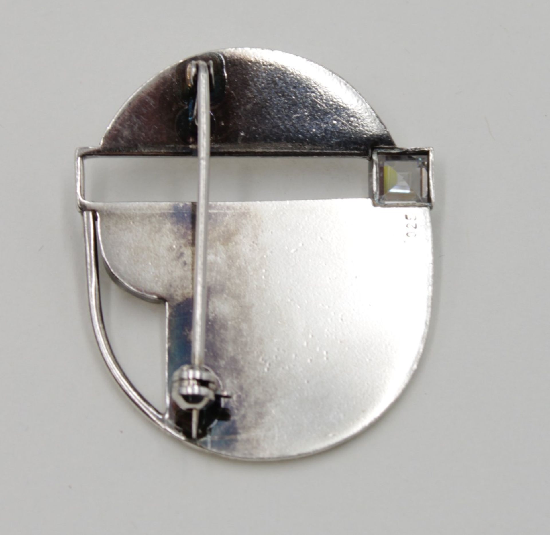 Silber-Brosche, 925er, Opal und wohl Bergkristall, 13,5gr., 4 x 3,4cm. - Image 2 of 3