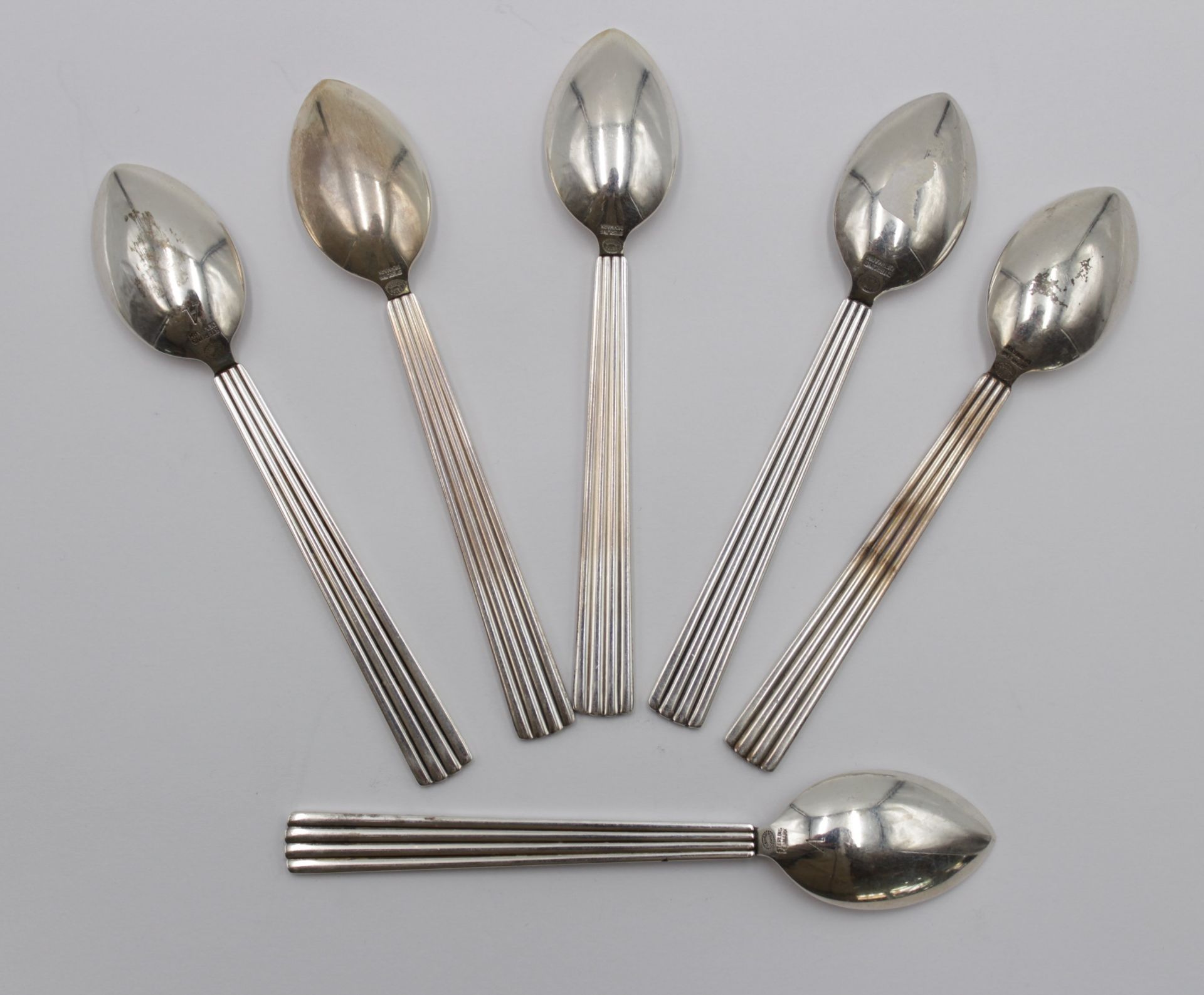 6x Teelöffel, Georg Jensen, Bernadotte, 95,1gr., L-10,9cm. - Image 2 of 3