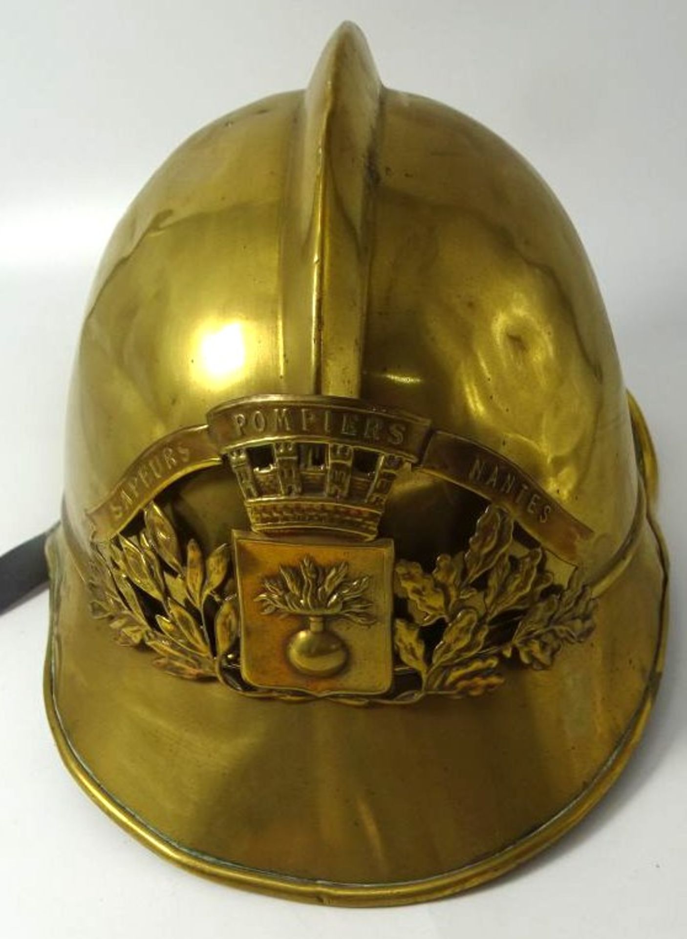 frz. Feuerwehrhelm für Nantes aus Messing, Herst. Lieb aus Biberach, - Bild 2 aus 6