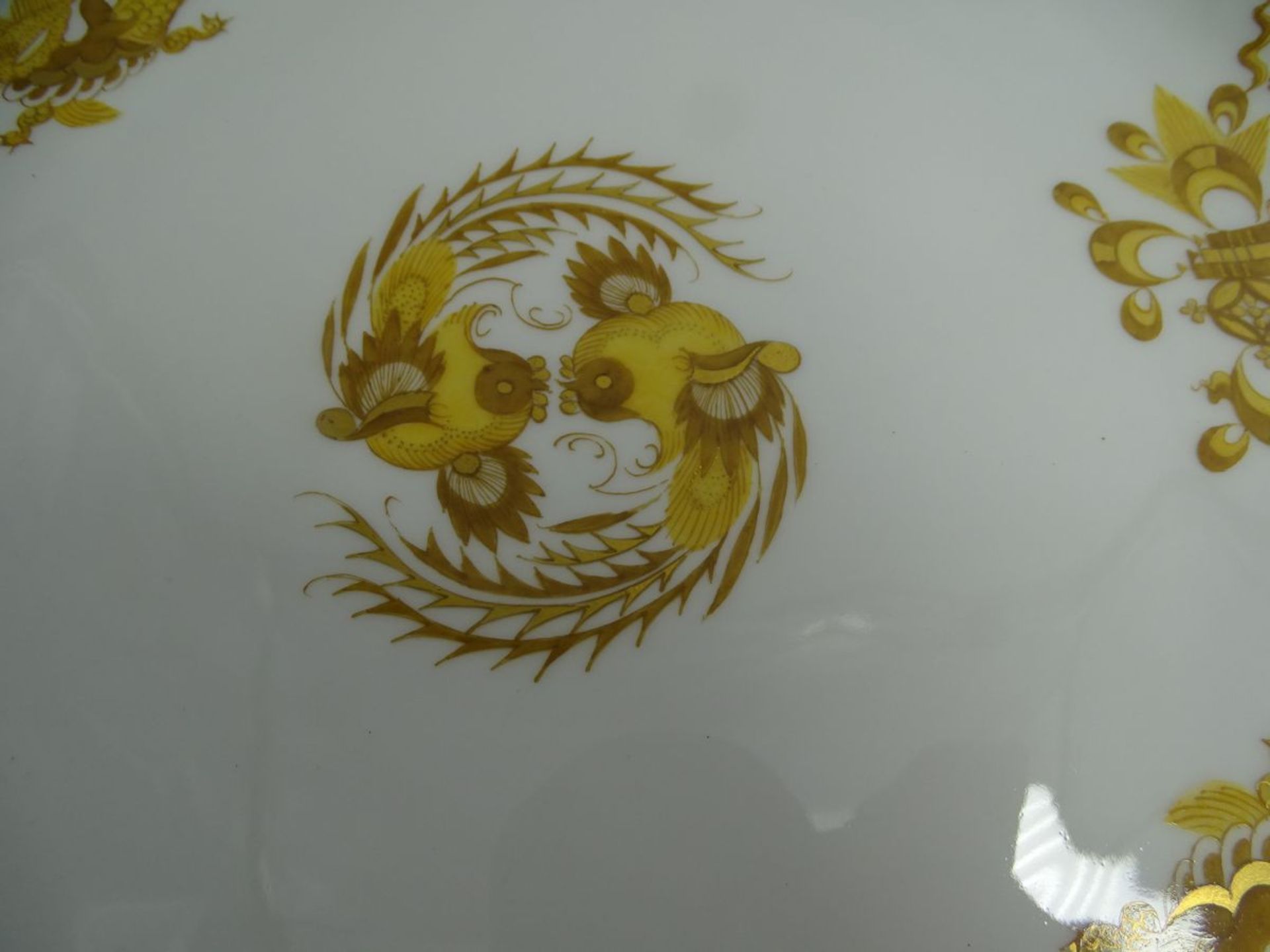 gr. Kuchenteller "Meissen" gelber Drache, 1.Wahl, D-27 cm - Bild 3 aus 5