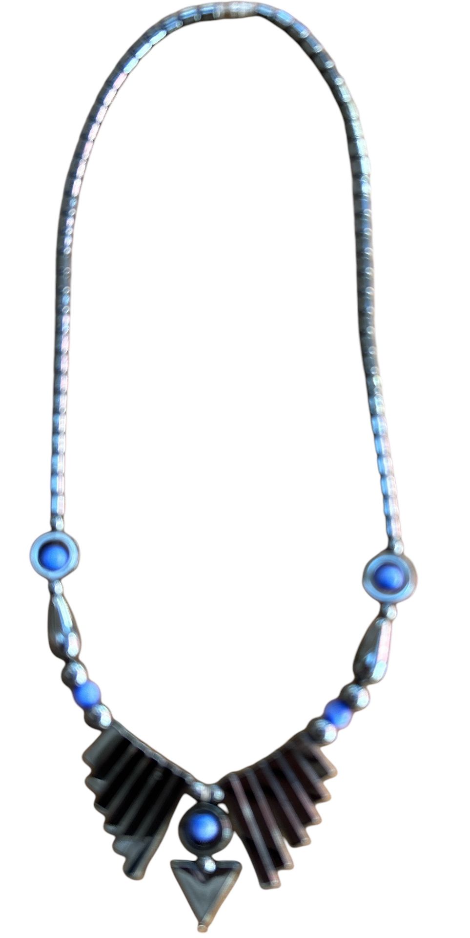 Hämatid Collier mit blauen Kugel-Steinen, L-47 cm, ca. 50gr. - Bild 2 aus 3