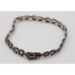 Armband, 925er Silber, Markasitenbesatz, wohl um 1920, 14,5gr., L-20,5cm.