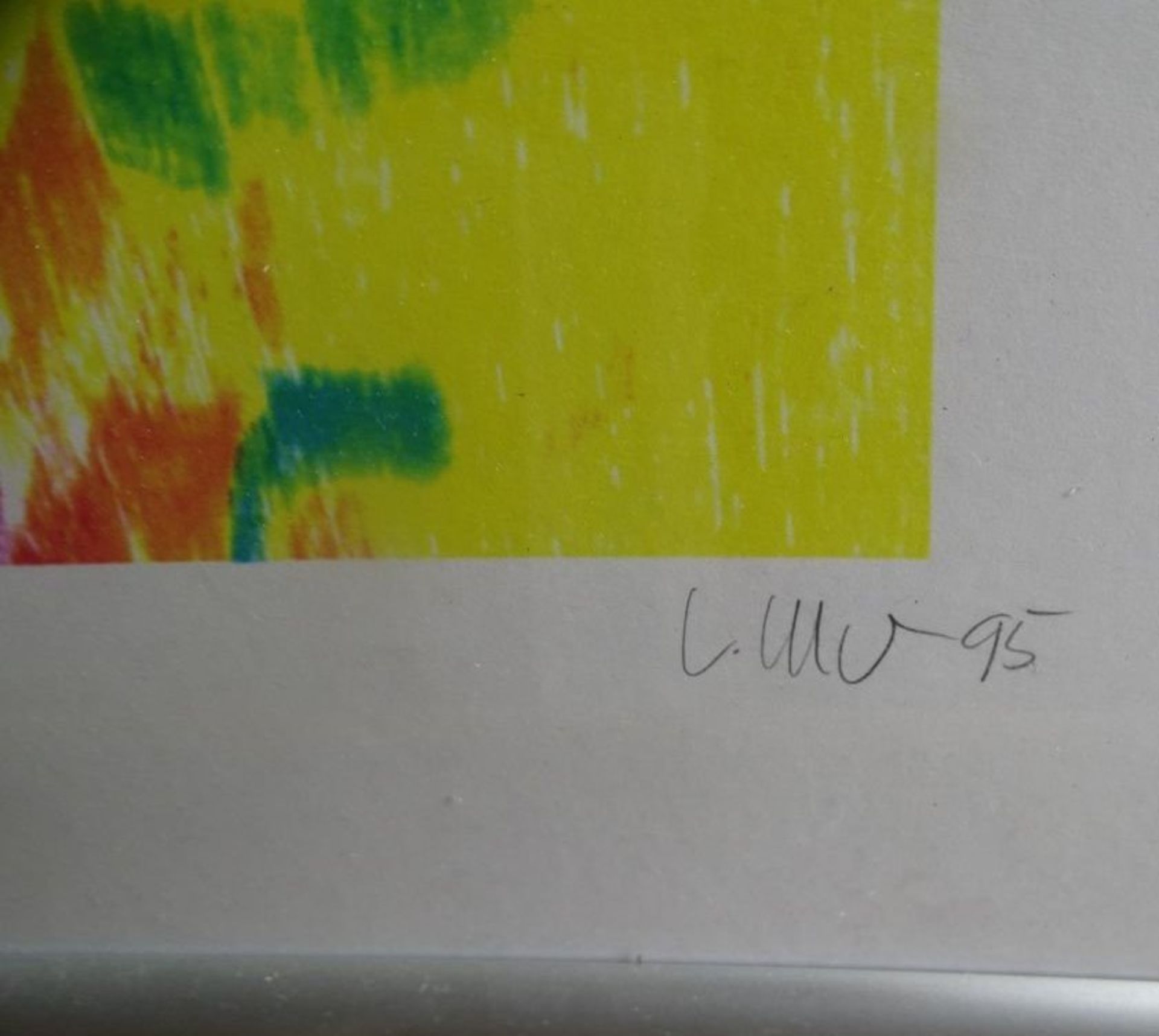 Thomas Tx. Mutter, Laserdruck  1995, "Yellow I", ger/Glas, RG 114x29 cm - Bild 2 aus 3