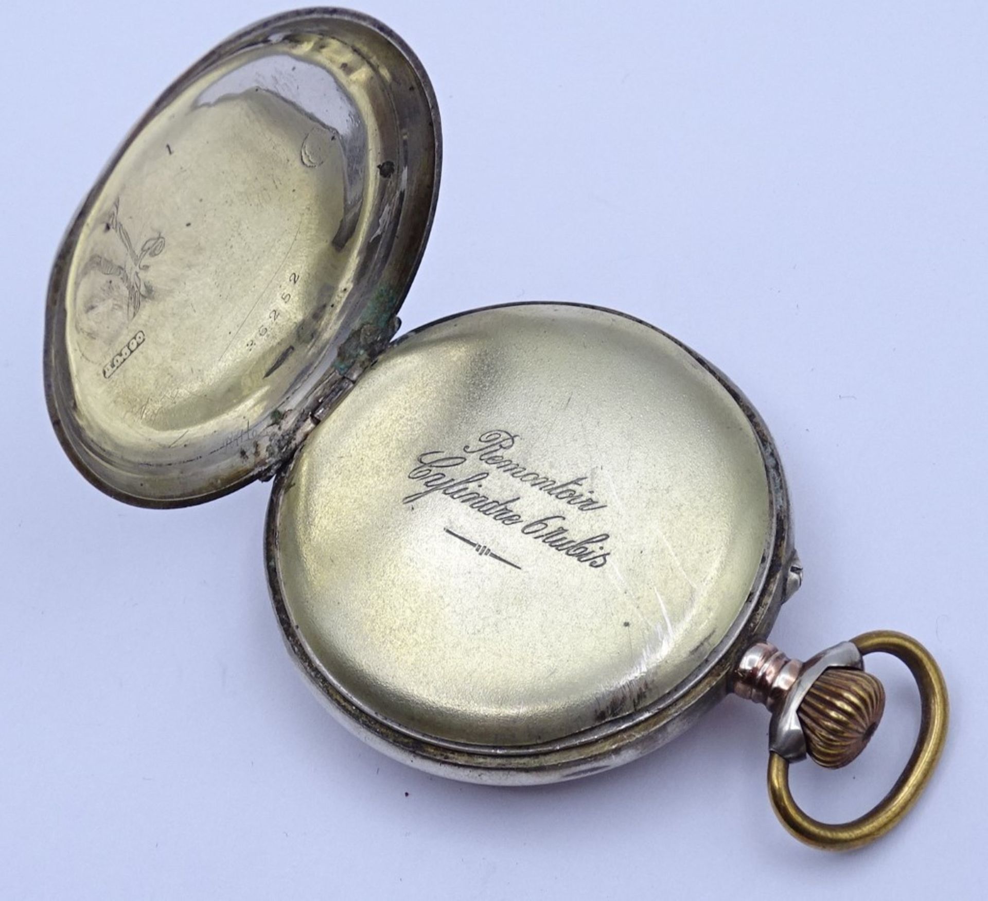 Taschenuhr, Silbergehäuse 0.800, D. 45mm,Tragespuren, mechanisch, Werk steht - Image 4 of 6