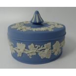 Deckeldose "Wedgwood", blau/weiss, H-8 cm, D-12 cm