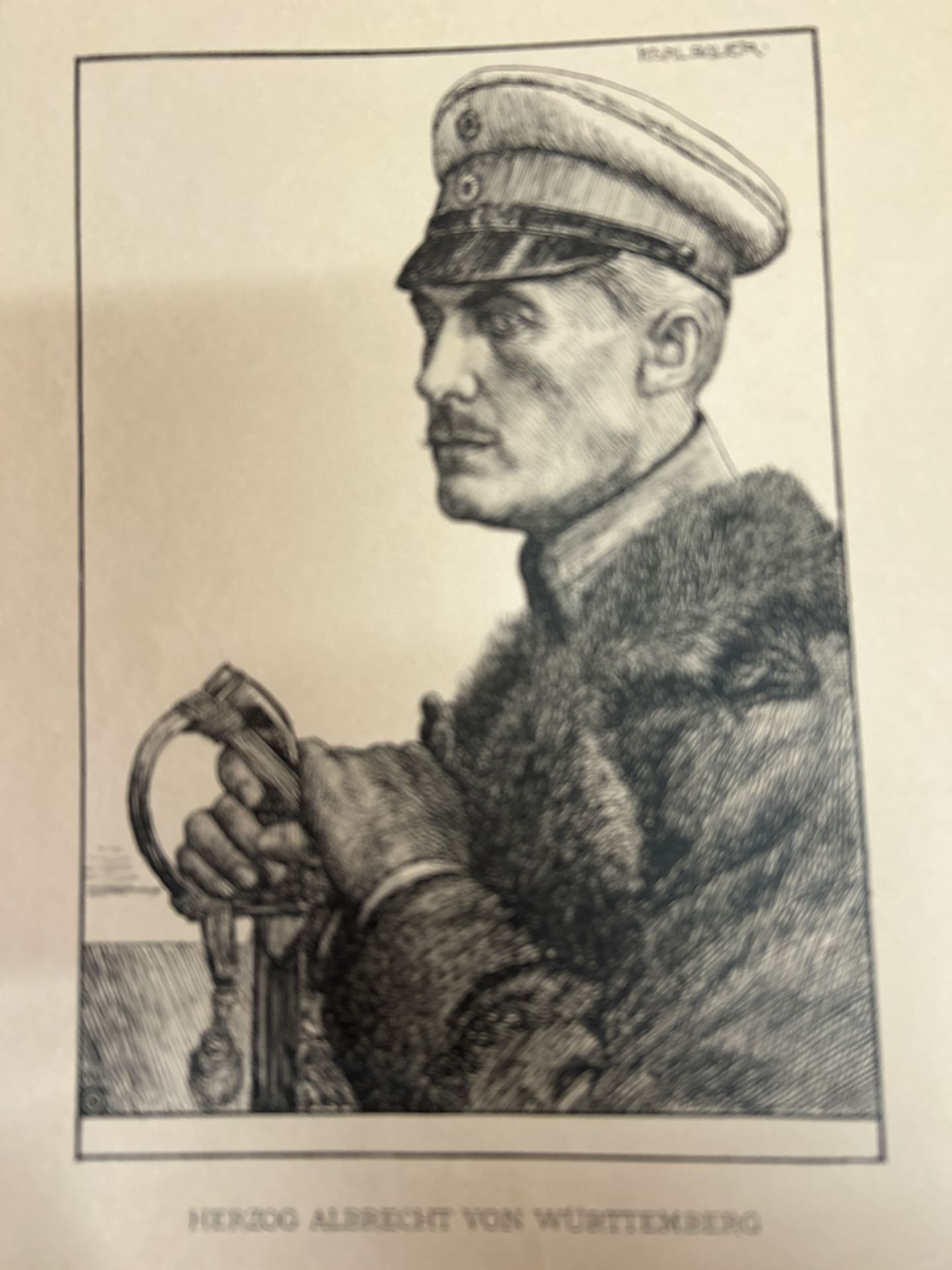 Karl BAUER (1905-1993) , Kunstmappe mit Portraits "Führer und Helden" um 1914, Kaiser  und Militär, - Bild 8 aus 13