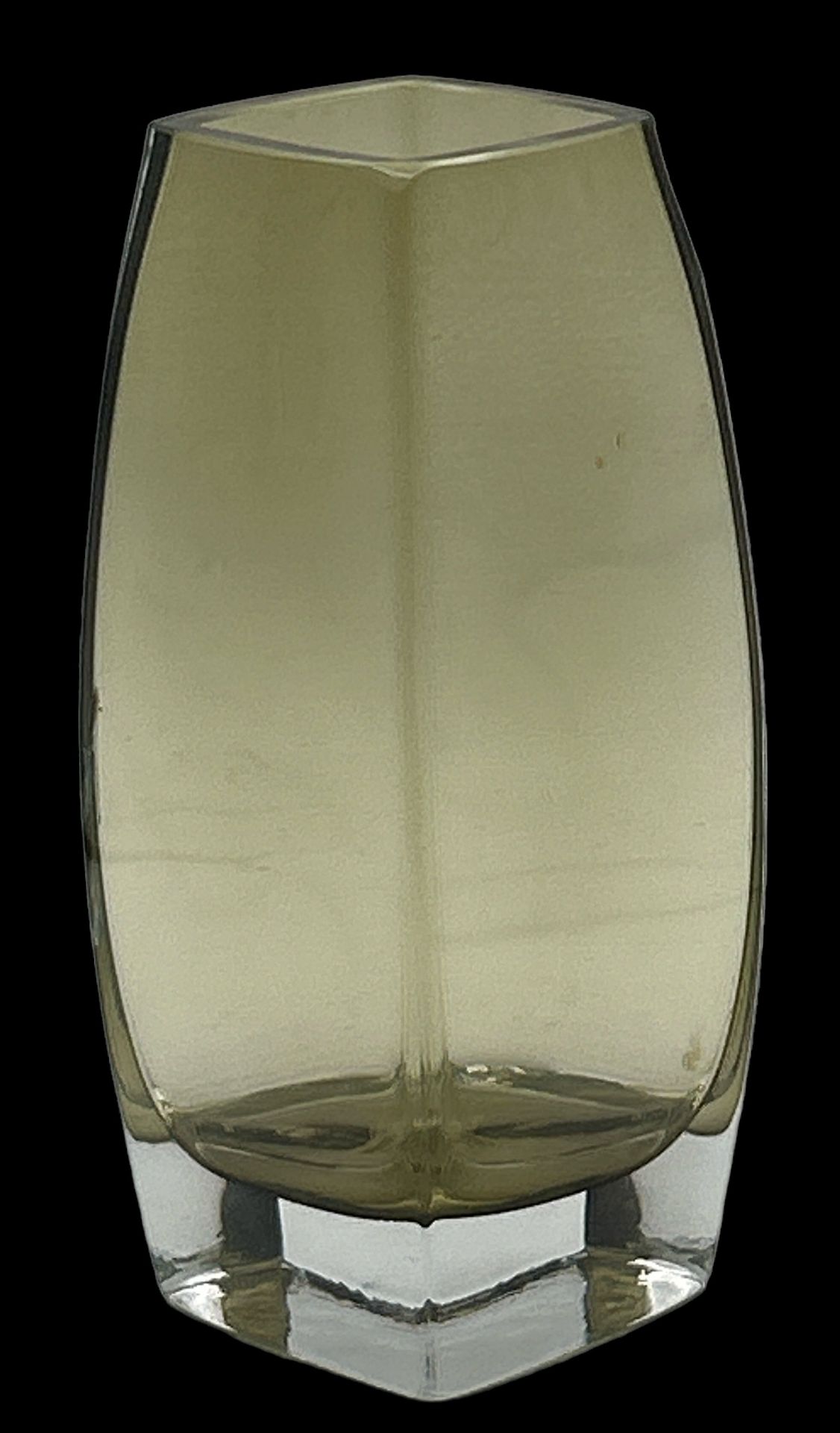 eckige Rachglasvase mit klaren Stand, wohl Murano?, H-18 cm,
