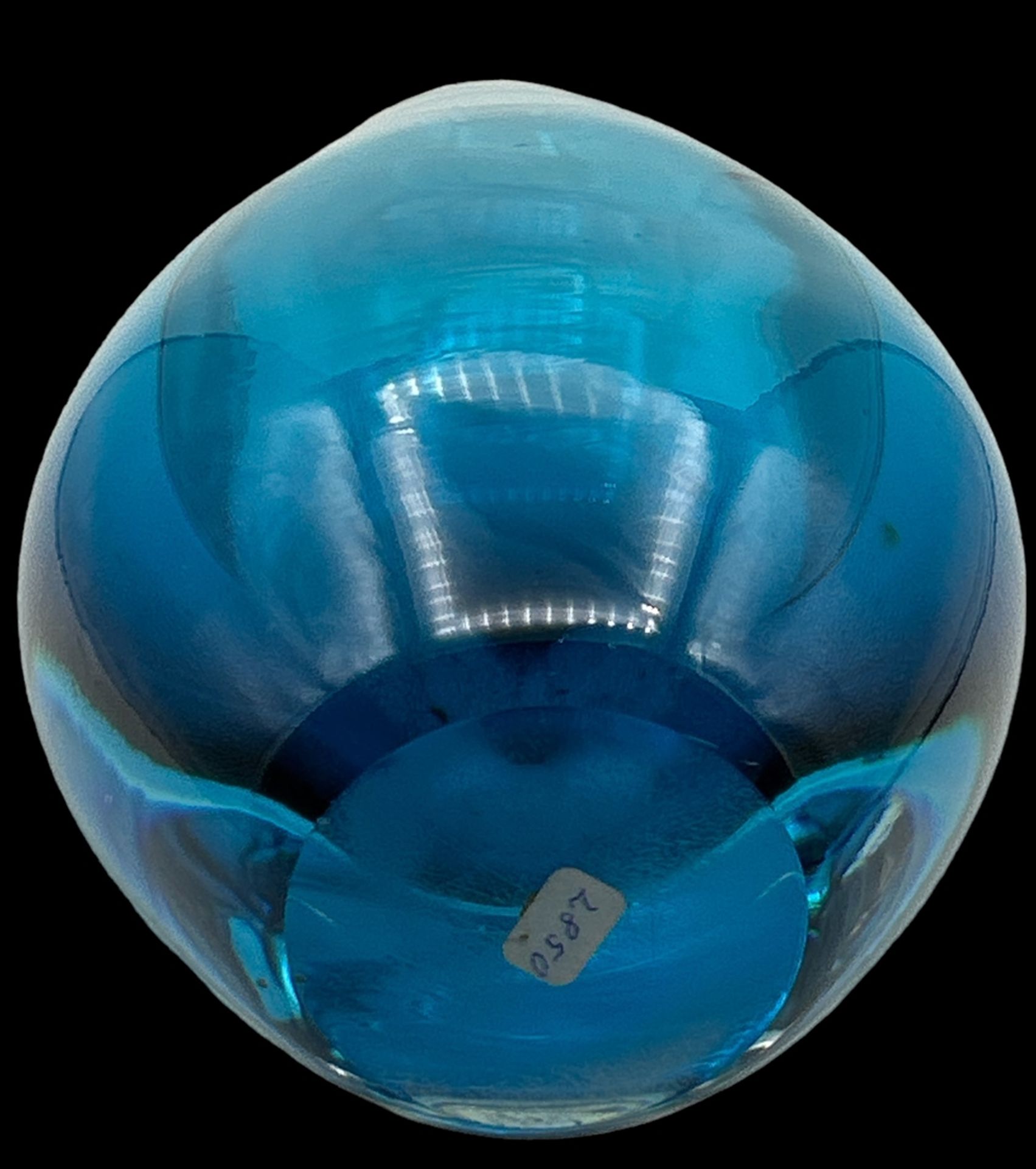 schwere ovoide blau/klare Murano-Vase, H-19 cm - Bild 3 aus 3
