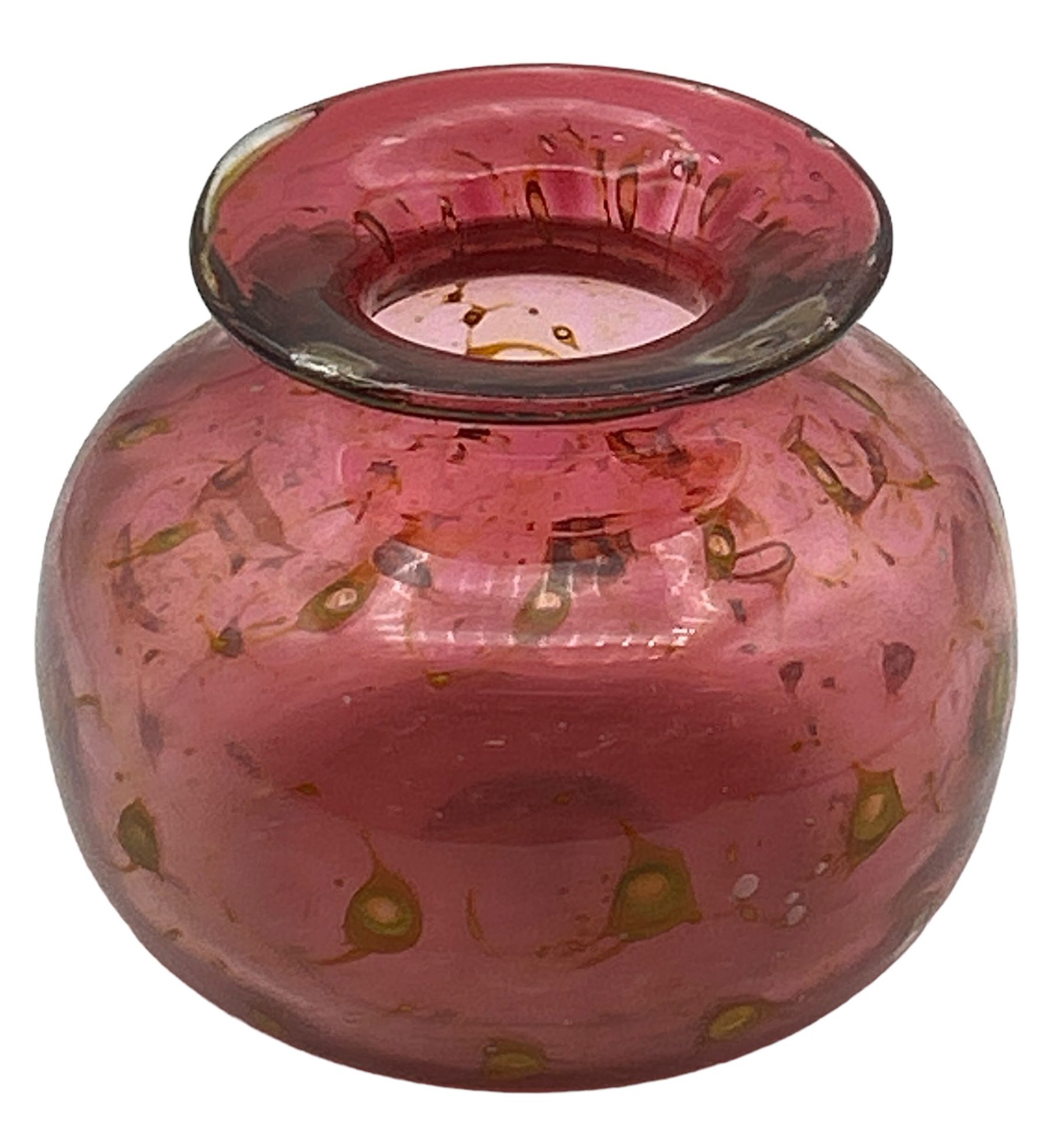 Murano Vase, altrosa mit gelben Einschmelzungen, H-10,5 cm, D-12,5 cm - Image 2 of 3