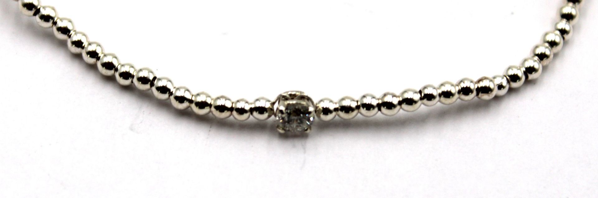 925er Silber-Armband mit kl. Diamant (0,14ct), zus. 3,1gr., ca. D-7,5cm - Bild 2 aus 3