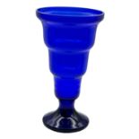 blaue getreppte hohe Vase, H-25 cm, D-14 cm