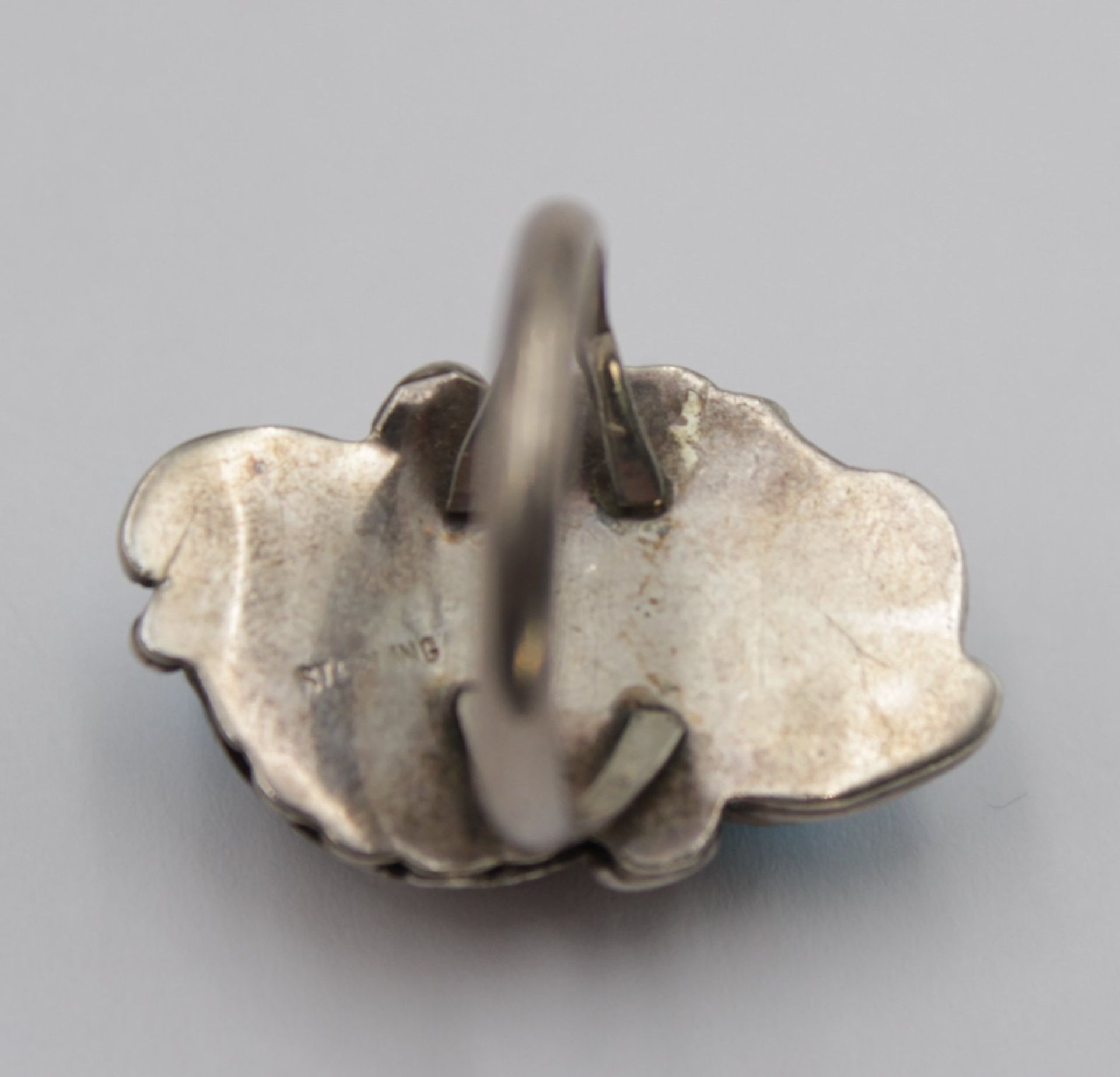 Sterling-Ring, Ethnoschmuck, 2 Türkise, 6,9gr., RG 56 - Image 3 of 3