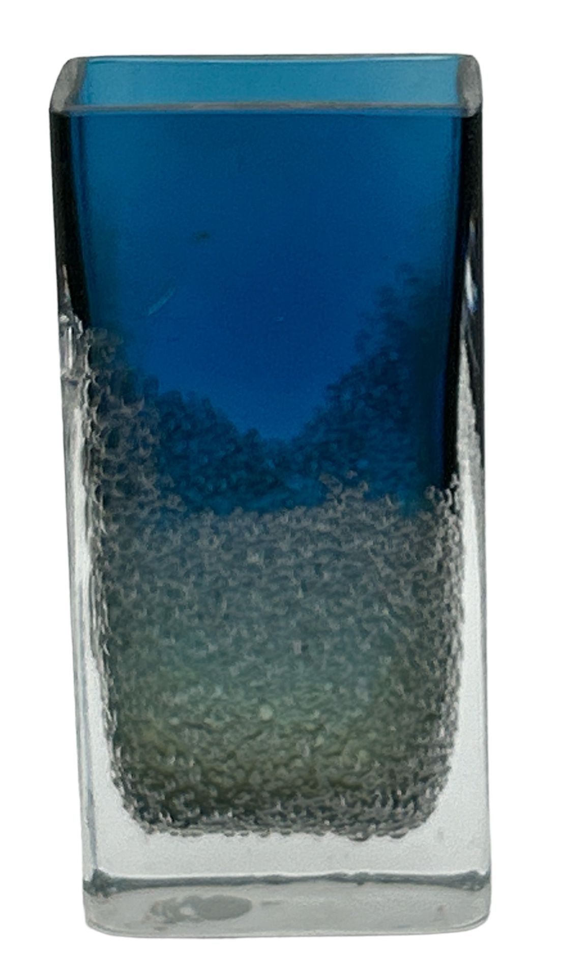 eckige Vase, blau mit Luftbläschen, wohl Zwiesel, H-15,5 cm, 7,5x3,5 cm - Image 2 of 3