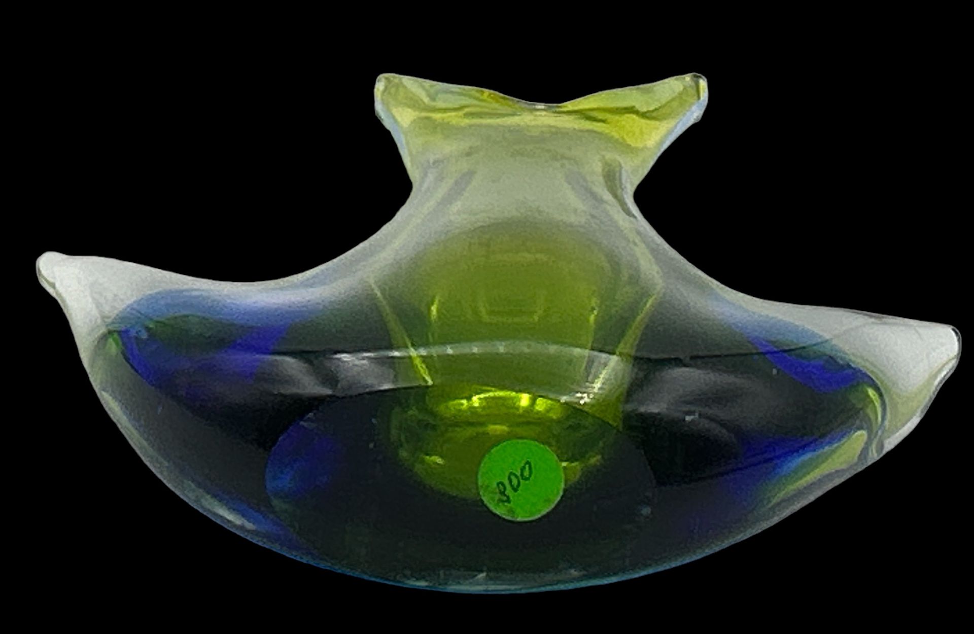 Murano Vase, grün/blau, H-22,5 cm, B-14 cm - Image 3 of 3