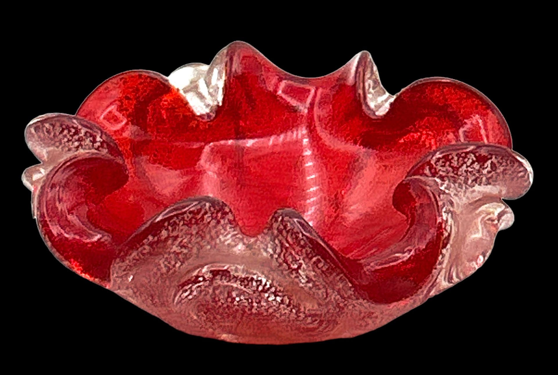 Murano-Ascher, rot/klar, D-13 cm, H-6 cm