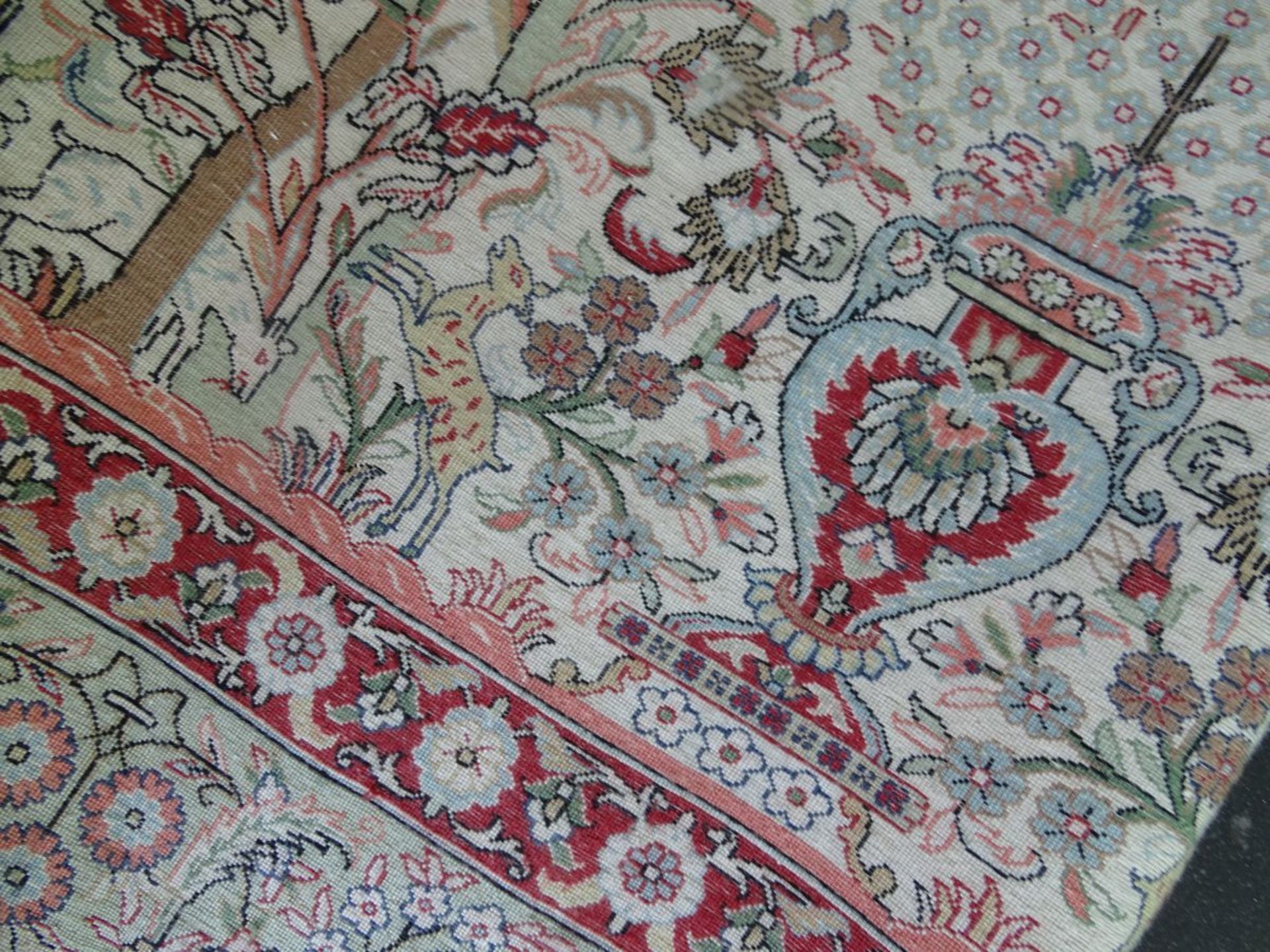 persischer kleiner Seidenteppich, wohl Hereke, 95x75 cm ohne Fransen - Image 7 of 7