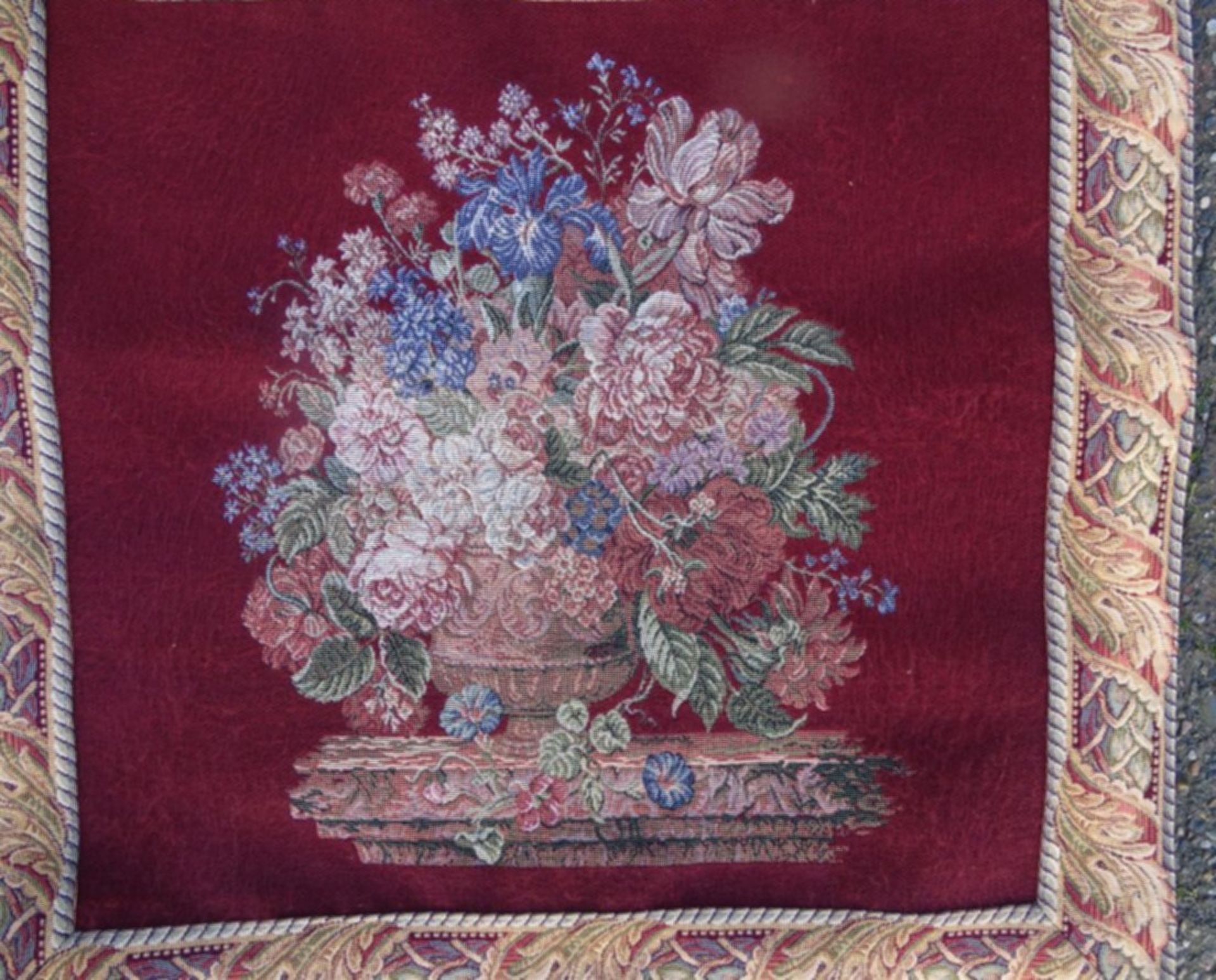 kl. Gobelin-Wandteppich, Blumenstrauss, 58x62 cm - Image 4 of 5