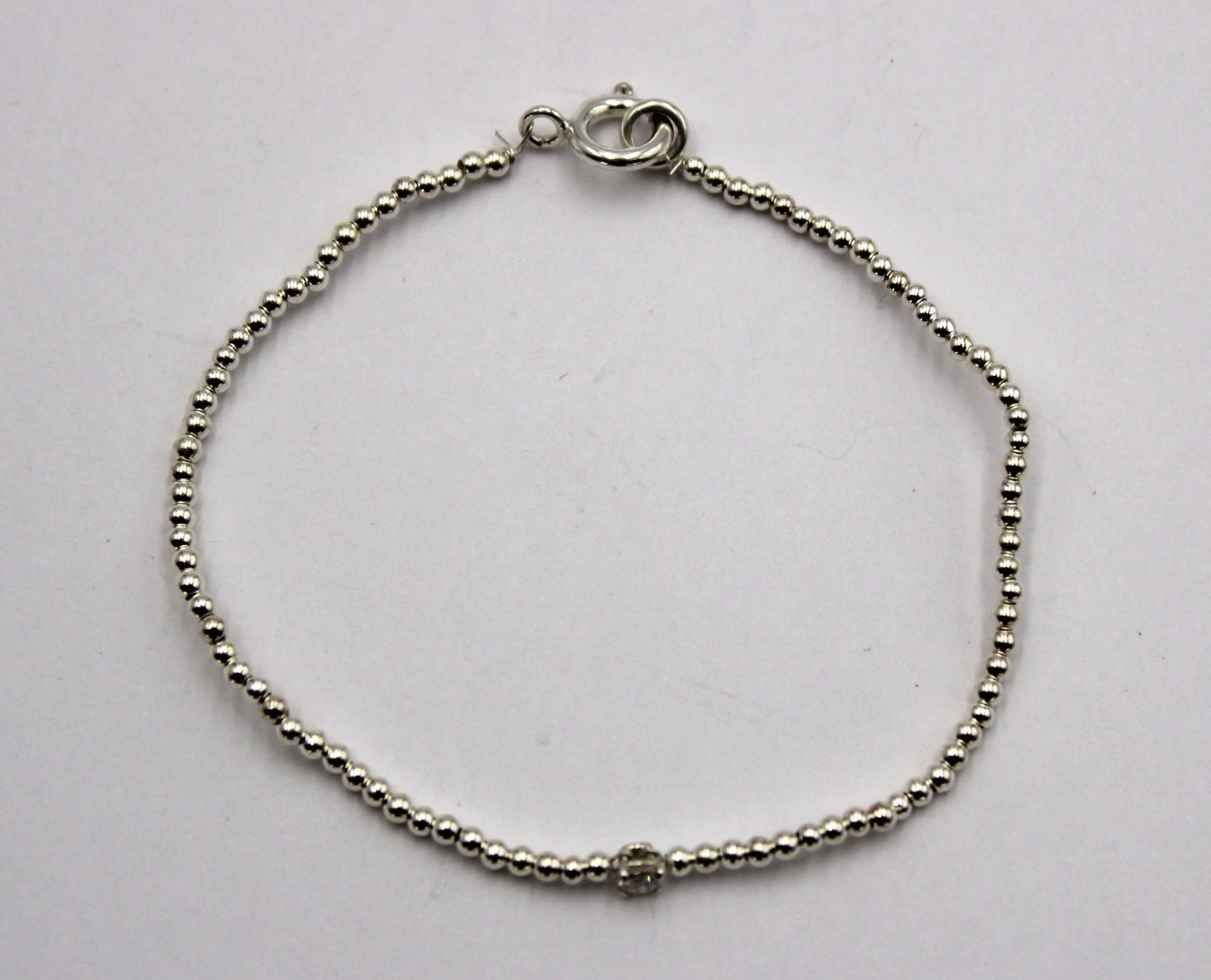 925er Silber-Armband mit kl. Diamant (0,14ct), zus. 3,1gr., ca. D-7,5cm