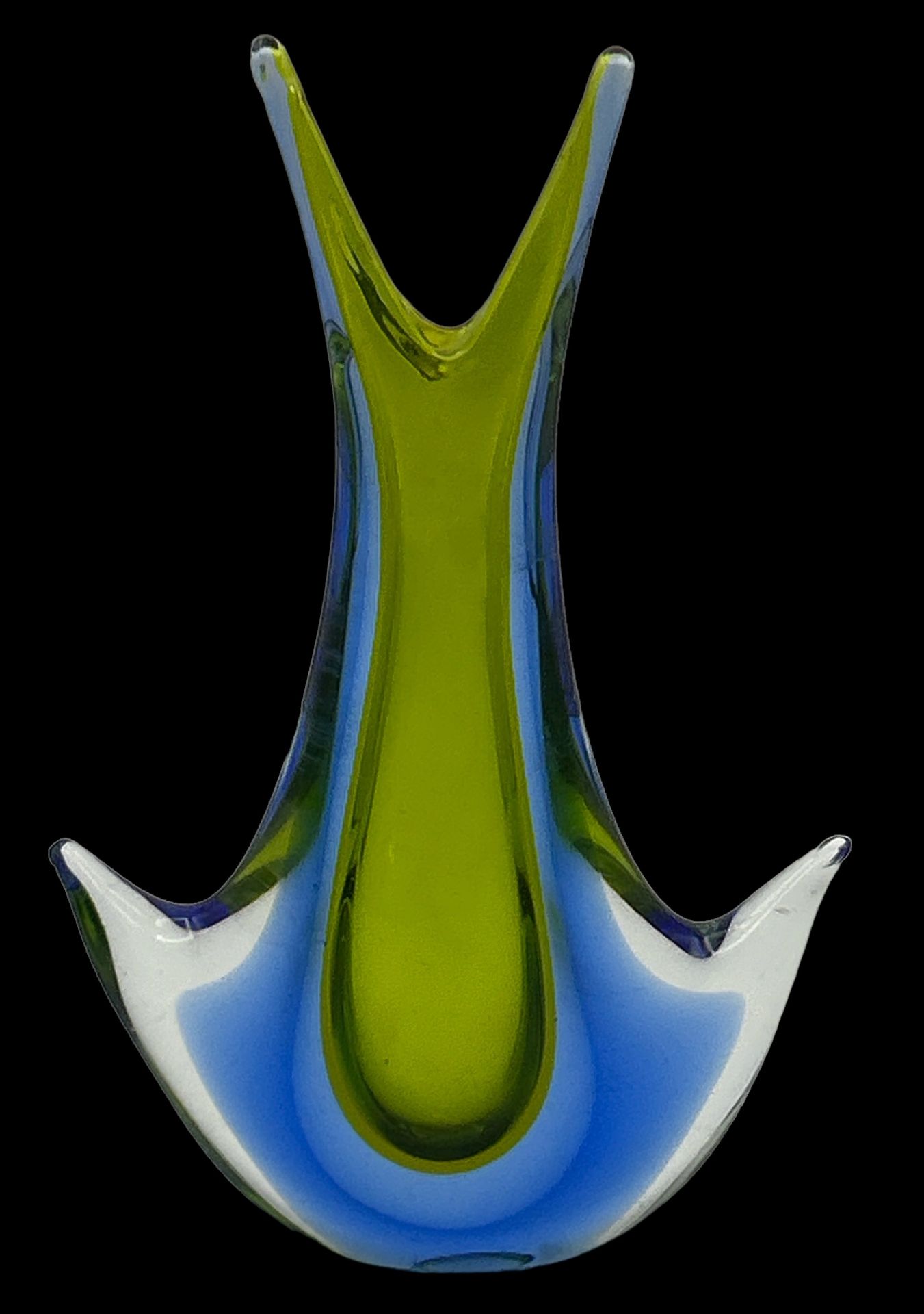 Murano Vase, grün/blau, H-22,5 cm, B-14 cm