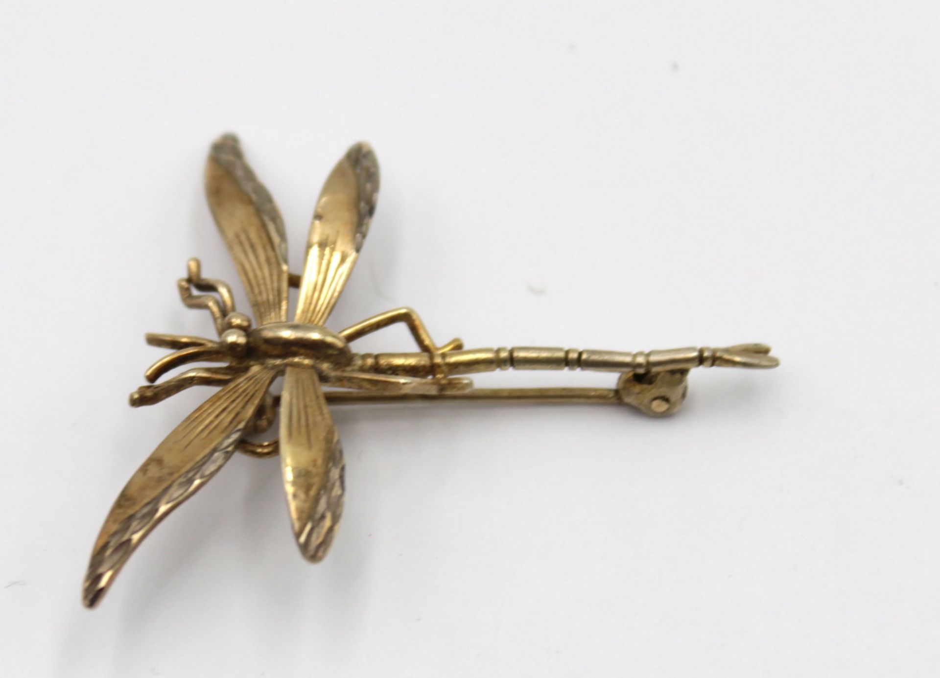 Brosche, Libelle, 925er Silber vergoldet, 3gr., ca. 4 x 4cm.
