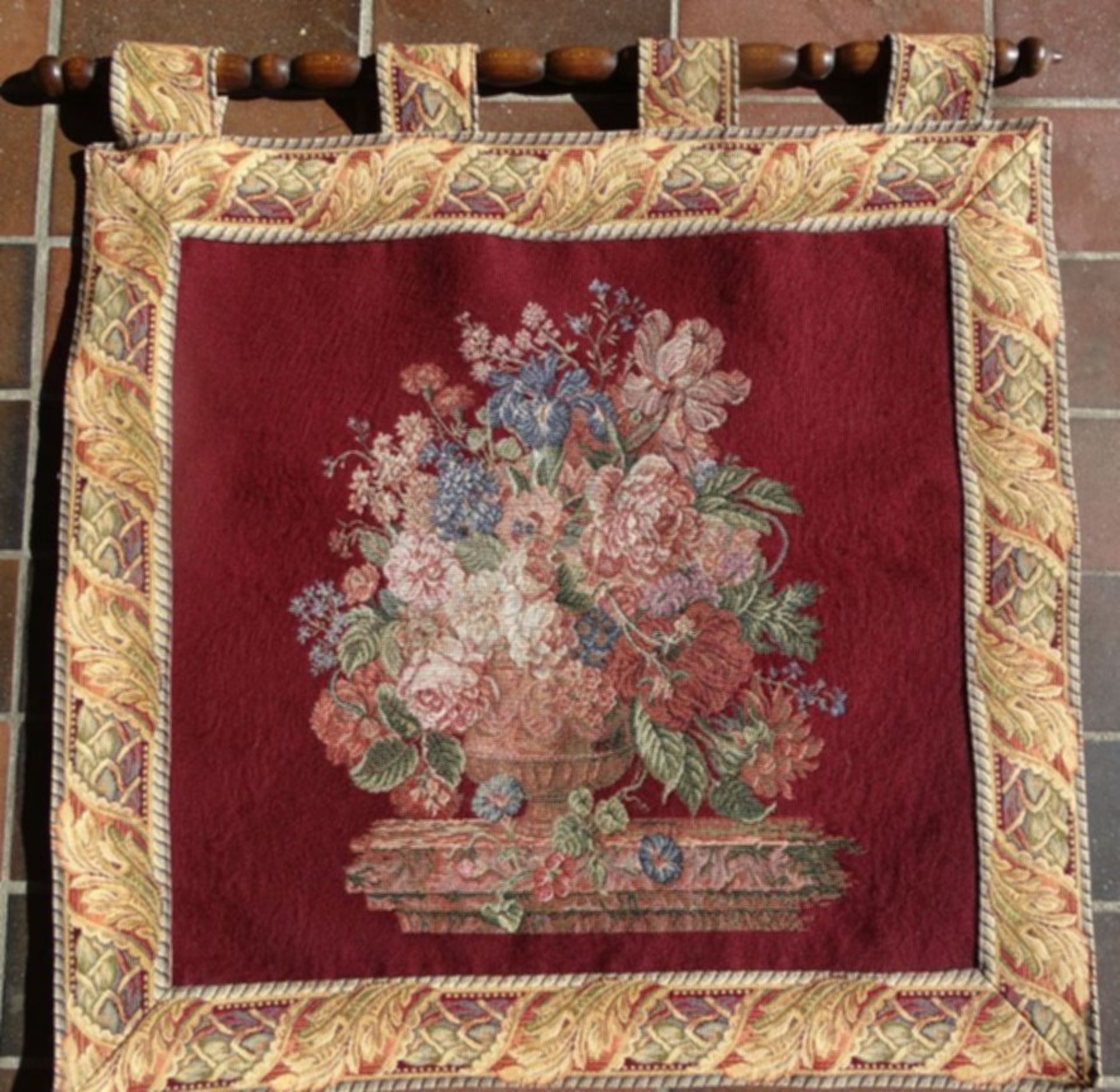 kl. Gobelin-Wandteppich, Blumenstrauss, 58x62 cm