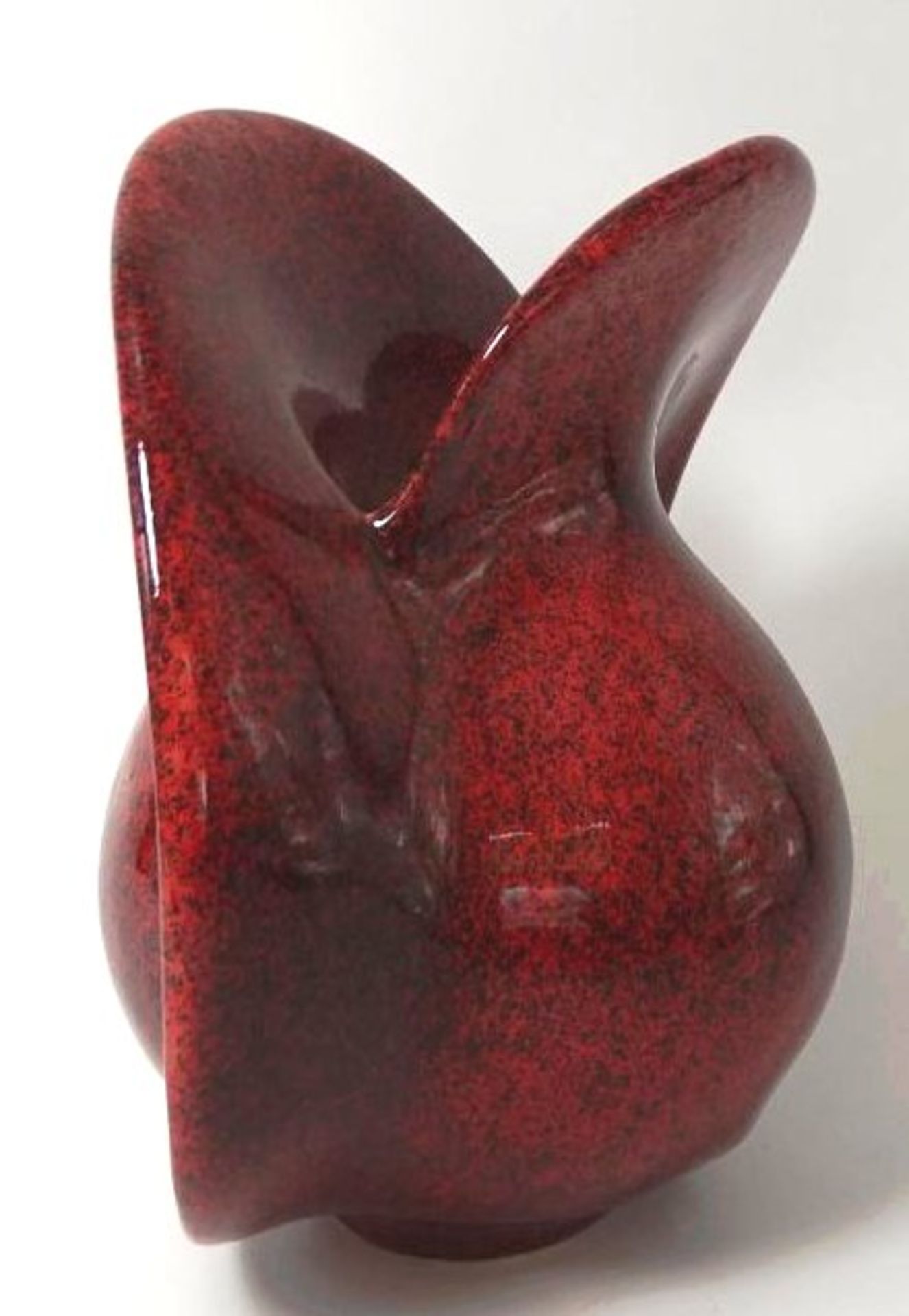 Kunstkeramik-Vase rot, signiert Stocker, H-20 cm, B-20 cm - Bild 2 aus 6