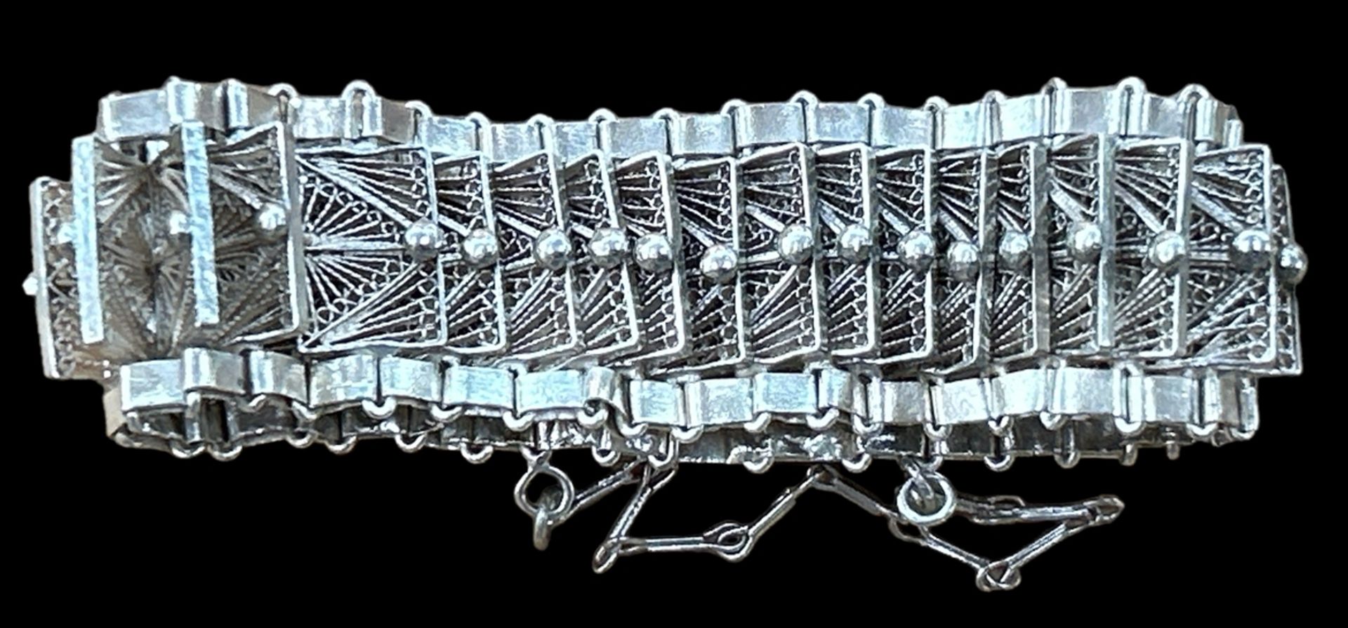 Silber-Armband mit Sicherheitskette, L-ca. 19 cm, 43,4 gr., (geprüft)