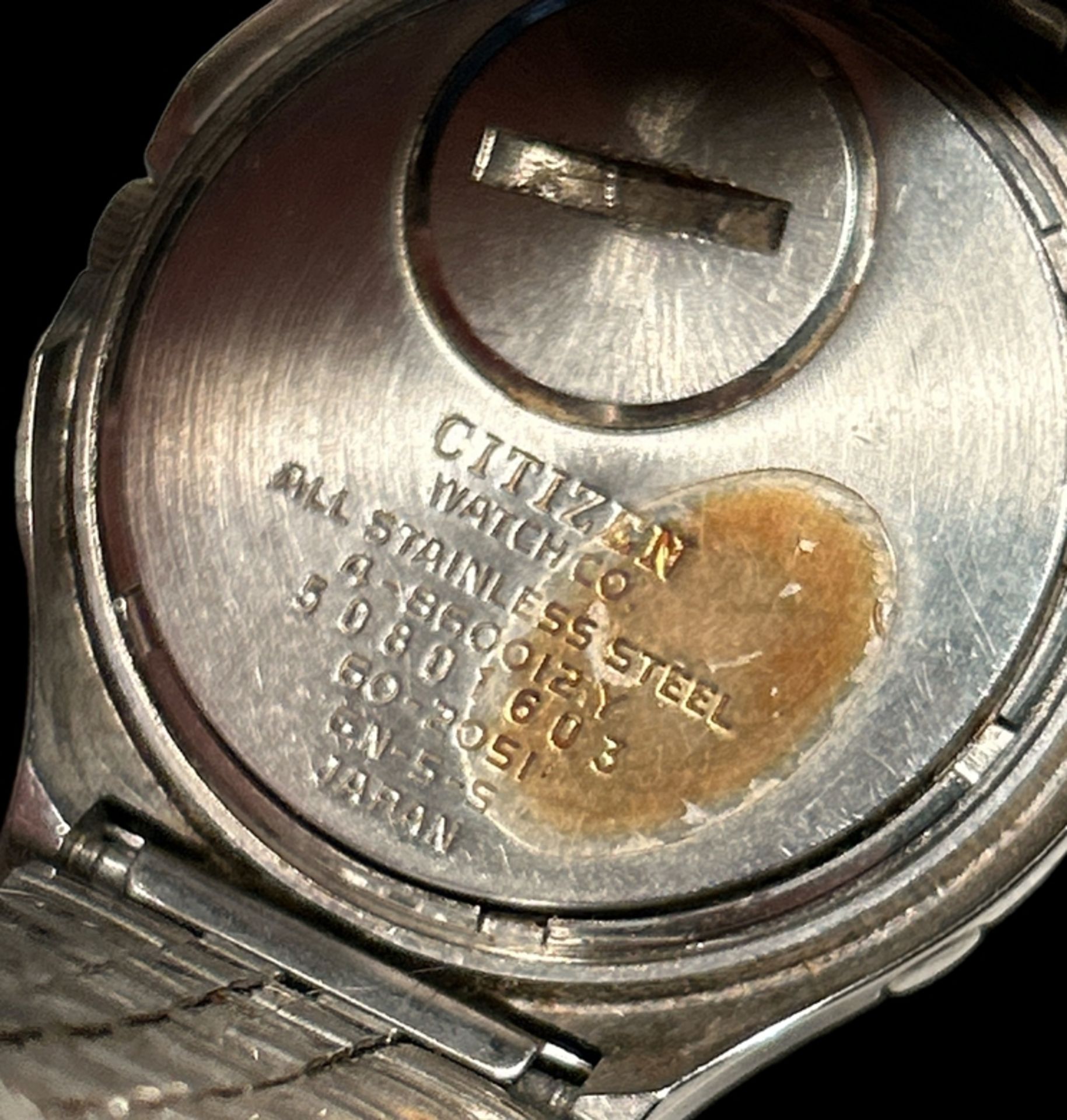 HAU "Citizen Crystron" frühe Quartz Armbanduhr, porig. Stahlband, Werk nicht überprüft - Bild 3 aus 3