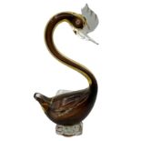 Murano Schwan, Etikett "Vetro artisico veneziano", H-23 cm