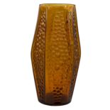 hohe braune Vase mit Beerendekor, H-34 cm, B-20 cm