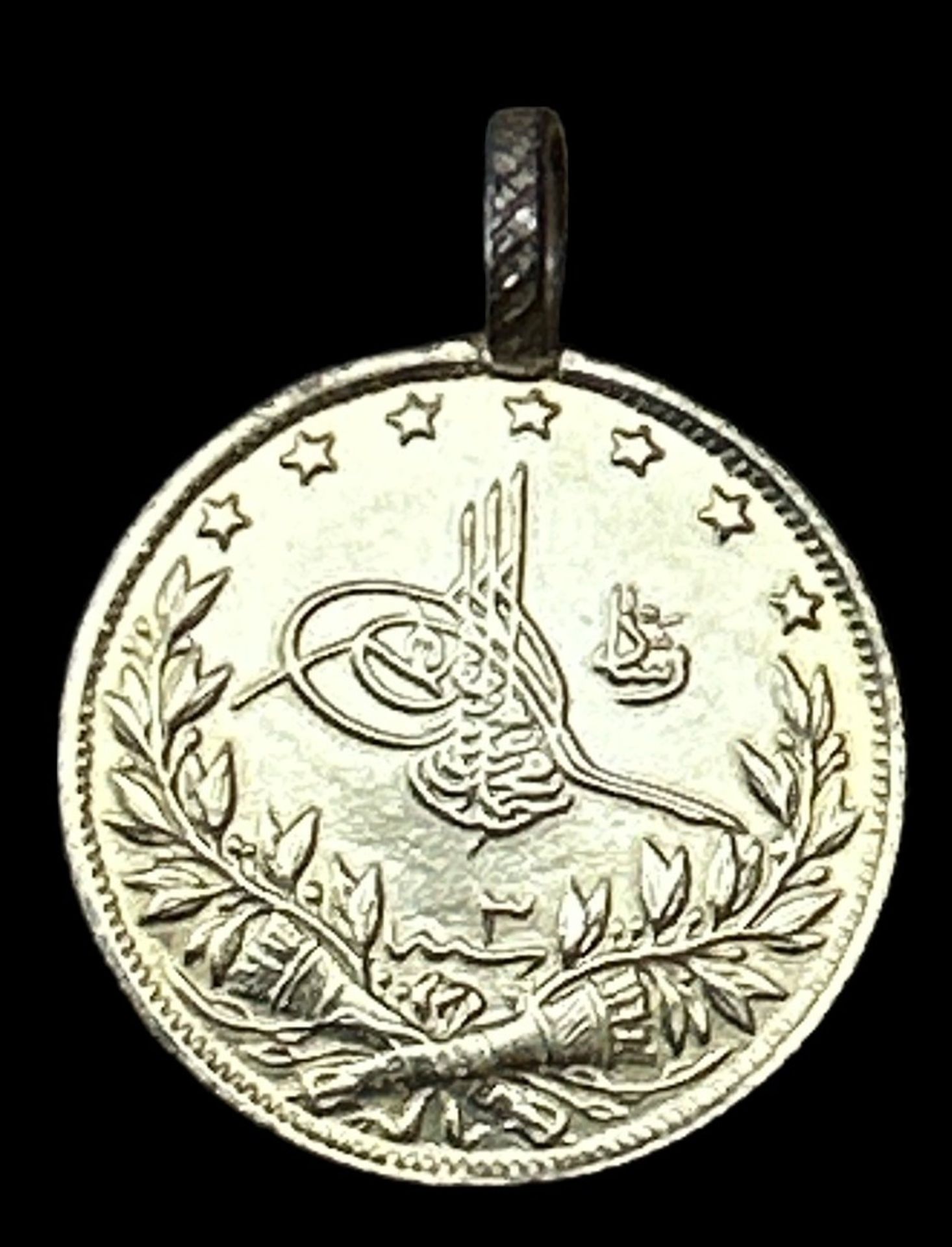 Münzanhänger Gold-916-, 100 Piaster, Türkei, gehenkelt, Öse unechtes Material, zus. 7,4 gr. D-ca. 2 - Image 3 of 5