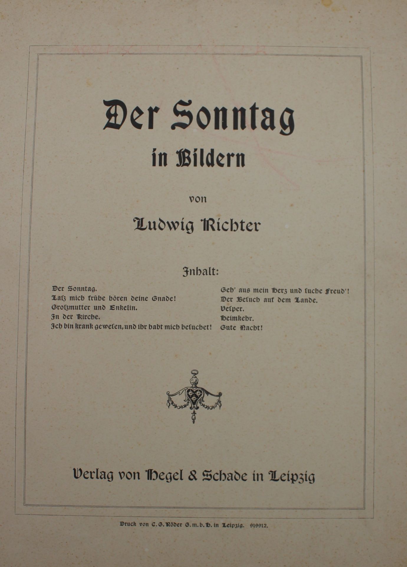 Mappenwerk Ludwig Richter, Der Sonntag in Bildern, 1 Blatt fehlt, Altersspuren. - Bild 2 aus 12