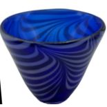 Anbietschale, blau/weiss, Murano, H-9,5 cm, D-12 cm