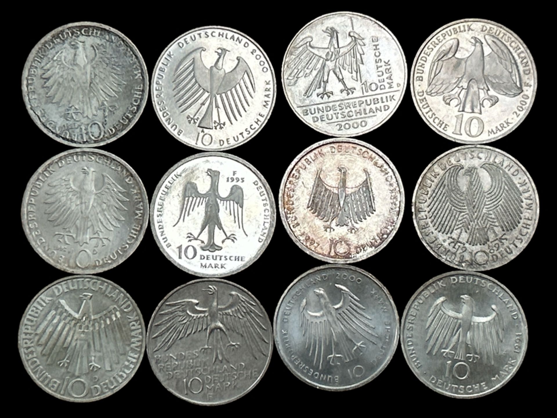 12x div. 10 DM Sondermünzen, Silber, 186 gr., Nennwert 60 € - Image 4 of 6