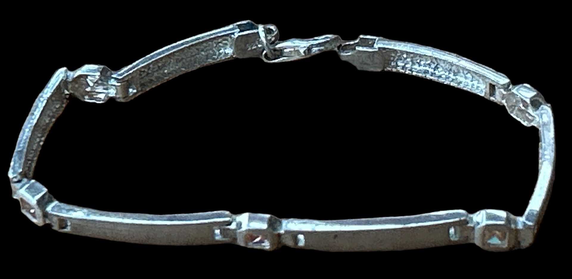 Silber-925- Glieder-Armband mit altrosa Steinen, L-19 cm, 8,6 gr