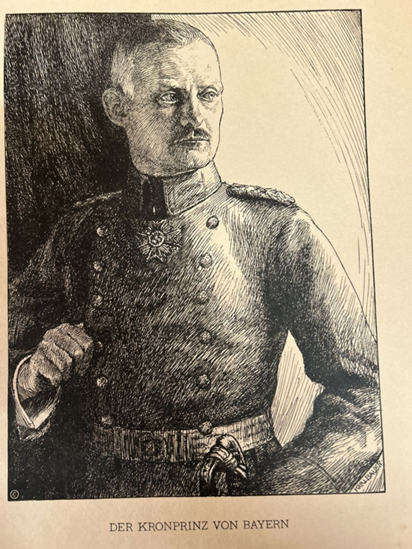 Karl BAUER (1905-1993) , Kunstmappe mit Portraits "Führer und Helden" um 1914, Kaiser und Militär, - Image 12 of 13