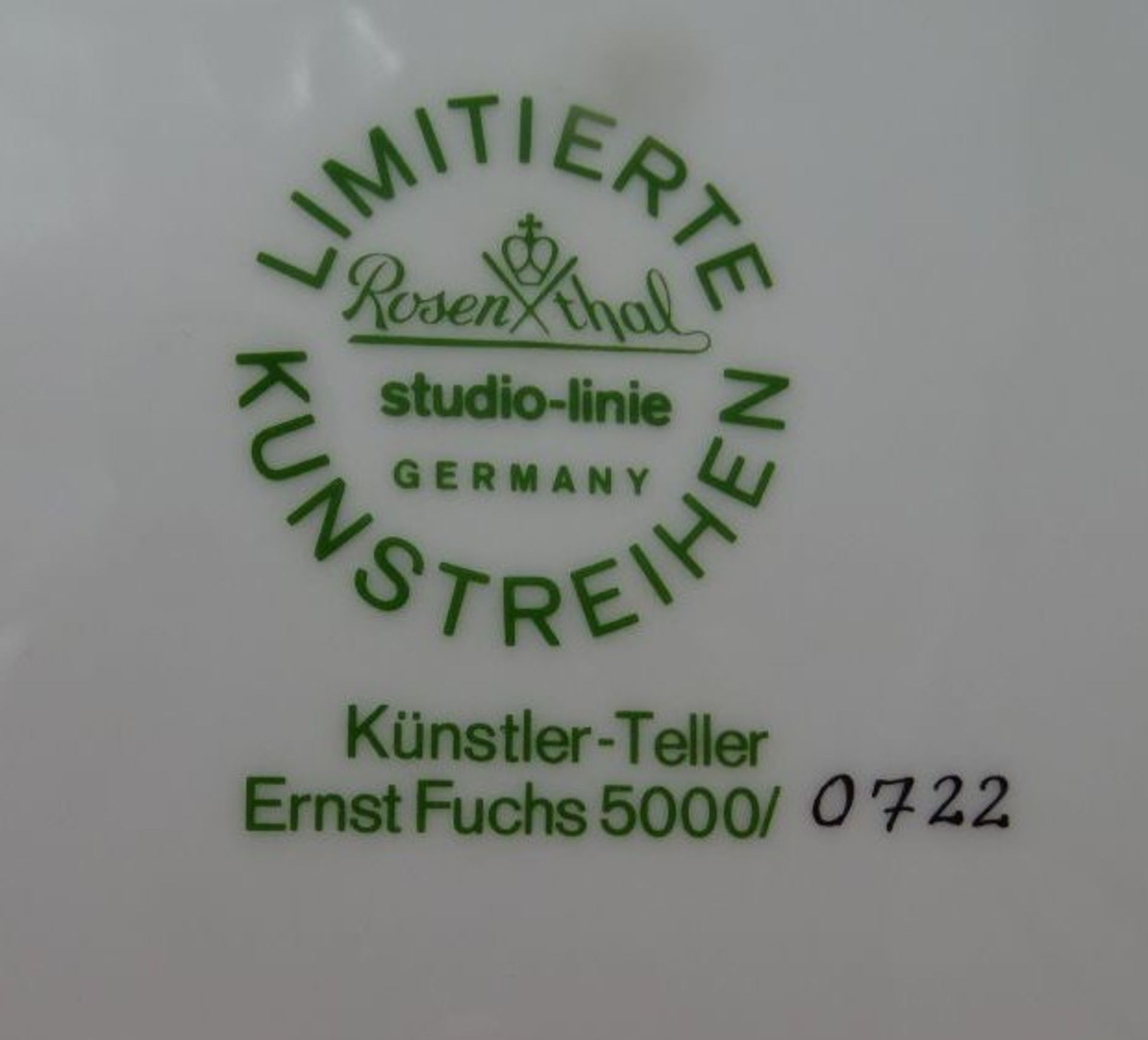 Rosenthal Künstlerteller Nr.17 in OVP, Ernst Fuchs, D-26 cm, limitiert - Bild 4 aus 4
