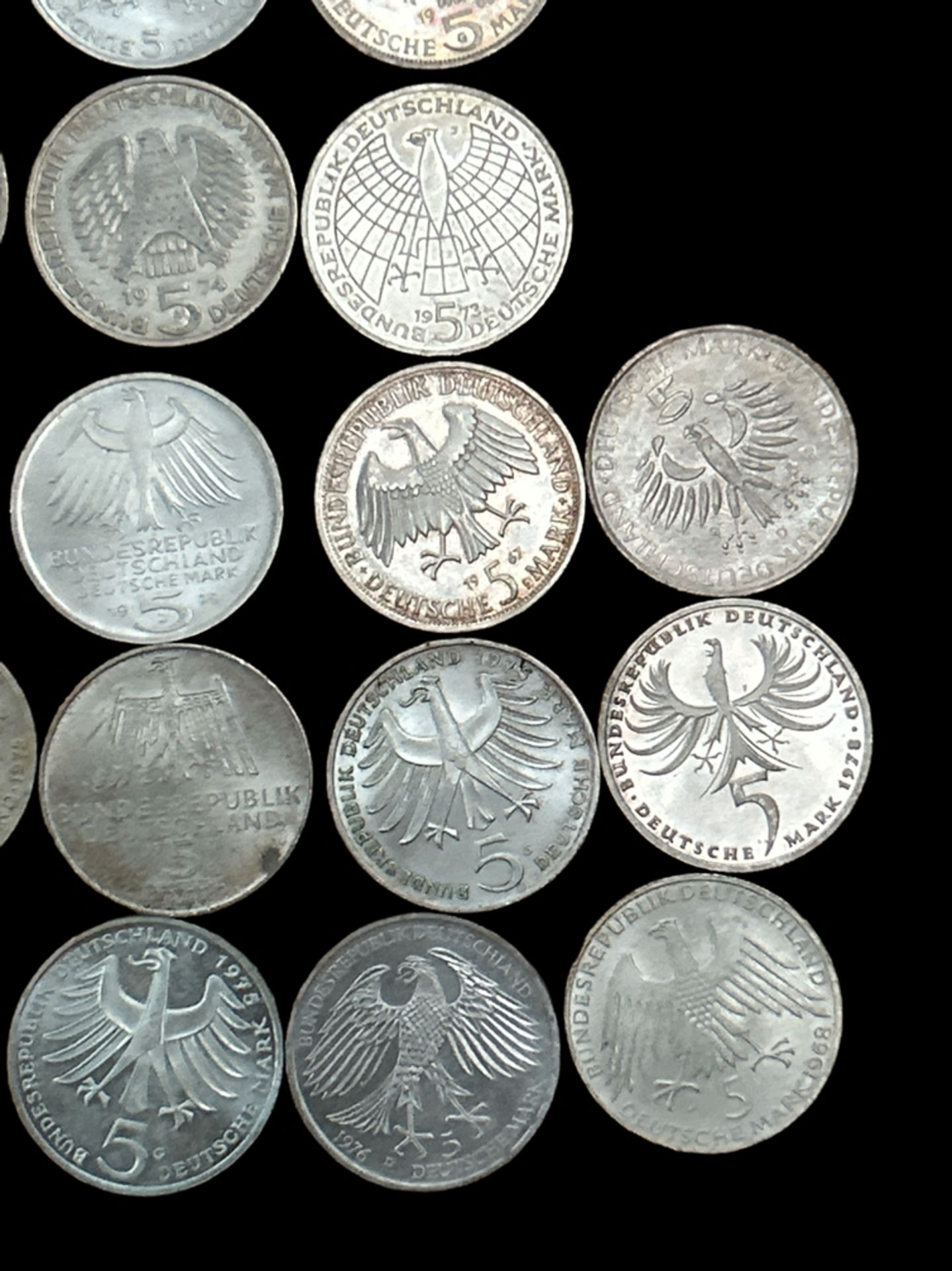 23x div 5 DM Sondermünzen, Silber, ca. 250 gr, Nennwert 62,50 Euro - Bild 9 aus 10