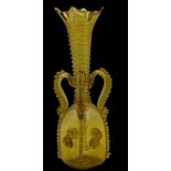 hohe bernsteinfarbene Vase, wohl Vidrios Gordiola, H-33 cm
