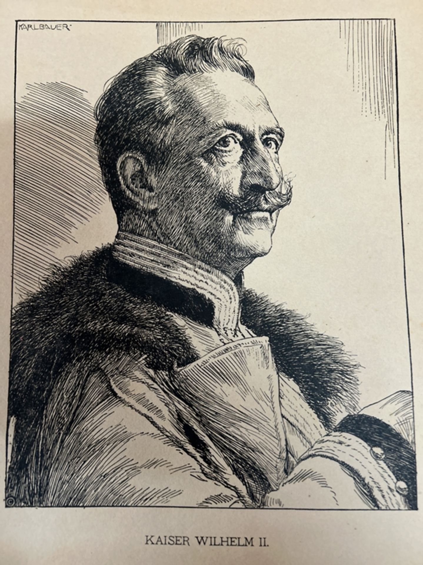 Karl BAUER (1905-1993) , Kunstmappe mit Portraits "Führer und Helden" um 1914, Kaiser und Militär, - Image 4 of 13