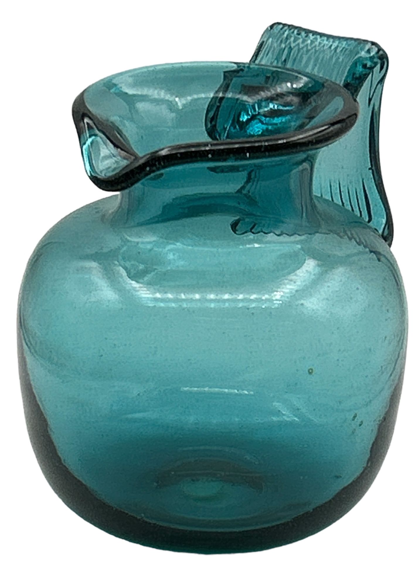 gr. Kunstglas-Krug, türkis, Handarbeit, H-18 cm, T-14 cm - Bild 3 aus 3