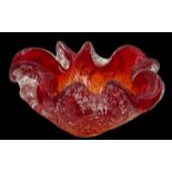 Murano Ascher, rot/klar, D-12 cm, H-6,5 cm